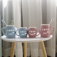 简约创意陶瓷洗漱杯一家三口四口亲子刷牙杯家用小清新情侣漱口杯 三维工匠 忙着挣钱蓝粉一对刻字联系或备注
