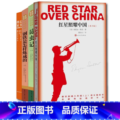[正版]4册红星照耀中国昆虫记傅雷家书钢铁是怎样炼成的书籍名师精解怎么初中生语文寒假大语文寒假青少年读物世界名著