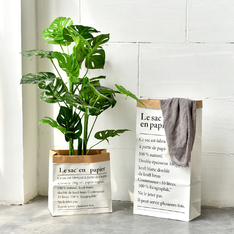 创意ins家居文艺法文加厚双层客厅牛皮纸袋收纳袋橱窗装饰道具