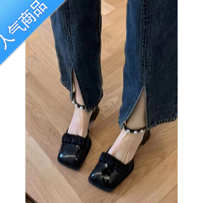 SUNTEK绝美包头凉鞋女款夏季2023新款法式玛丽珍鞋仙女风配裙子粗跟单鞋