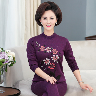 中老年保暖内衣套装女士加厚加绒妈妈秋衣秋裤老码冬季保暖衣诺妮梦
