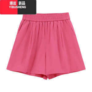 YIBUSHENG下架学姐松紧腰纯色休闲裤女季新款运动宽松百搭阔腿遛弯短裤子