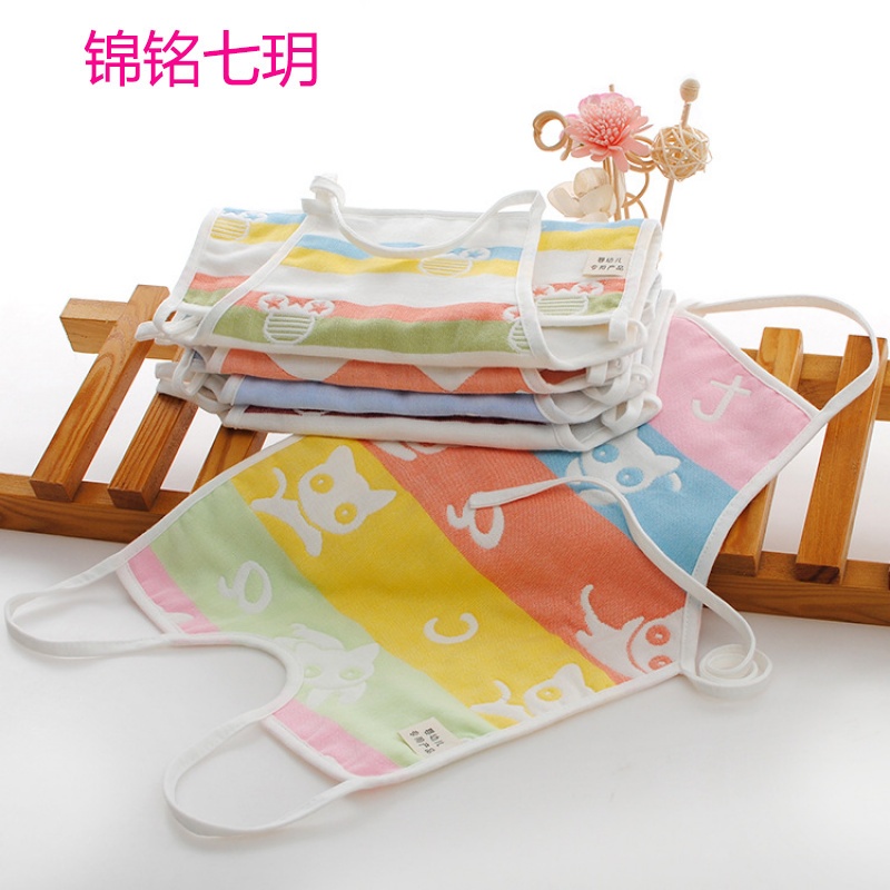 锦铭七玥厂家批发六层提花纱布肚兜 新生儿卡通分腿护肚肚兜 宝宝连体肚围