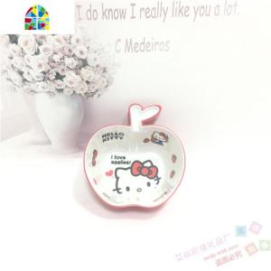 韩日式 仿塑料创意可爱米饭碗kitty苹果汤碗宝宝防摔餐具 FENGHOU 红色(苹果碗)