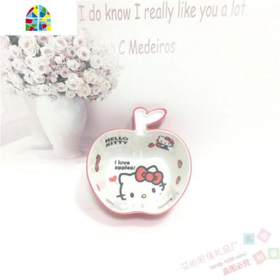 韩日式 仿塑料创意可爱米饭碗kitty苹果汤碗宝宝防摔餐具 FENGHOU 红色(苹果碗)