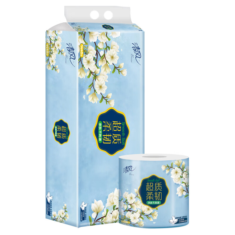 清风 超质柔韧4层120克/卷 12卷/提 卷纸 A20CHK