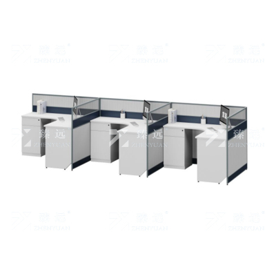 臻远ZYGW-034 屏风工作卡位职员桌办公桌F型三人位