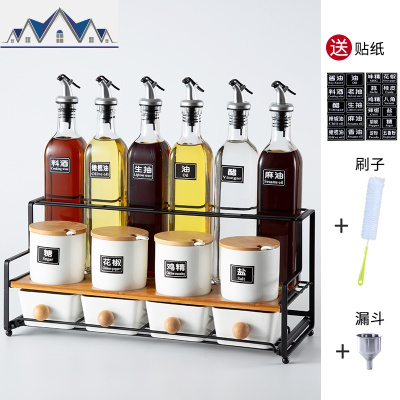 调料置物架油盐酱醋收纳架子多层油瓶套装厨房用品家用大全调料盒 三维工匠
