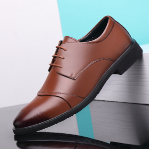 皮鞋男夏季镂空英伦正装商务皮鞋牛皮系带尖头婚礼鞋