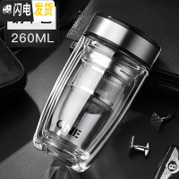 三维工匠双层隔热保温高硼硅玻璃杯子男ins家用单个网红水杯女茶叶泡茶杯