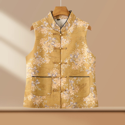 新款古风中老年女装马甲外套时尚简约国风马甲妈妈装冬装加绒女款