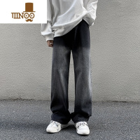 YANXU渐变做旧牛仔裤男宽松高街ins港风裤子潮牌坠感直筒阔腿裤