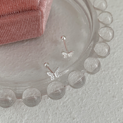 s925纯银精致蝴蝶螺丝小耳钉高级感法式温柔耳环女2025年新款送女朋友老婆情人节七夕生日礼物