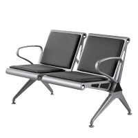 臻远ZY-JCY-19 连排椅机场椅公共座椅等候椅 黑皮机场椅排椅双人位