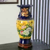 器花瓶手工家居饰品瓷瓶大号客厅工艺品中式仿古摆件 三维工匠 青色特大号赤色