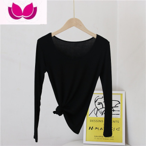 七斓莫代尔打底衫女长袖薄款修身大码显瘦内搭秋衣圆领紧身t恤女