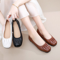 圆头平底单鞋女秋新款法式瓢鞋浅口豆豆鞋大码舒适四季女鞋
