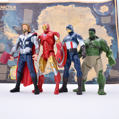 可动漫威全套手办模型套装绿巨人灭霸钢铁侠公仔复仇者联盟3英雄雷神4蜘蛛侠美国队长2蝙蝠侠4个英雄大号
