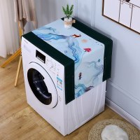 家柏饰(CORATED)北欧简约棉麻冰箱罩防水盖布单双开冰箱巾洗衣机防尘罩微波炉罩 山水之境 40*250cm(电视柜)