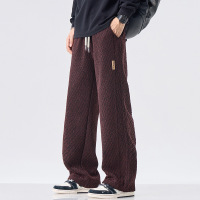 秋冬季宽松百搭潮流长裤男士直筒阔腿休闲裤新款朋克风贴时尚