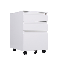 晋舰 活动柜矮柜储物柜文件柜资料柜挂劳柜带锁带轮小柜珍珠白鹅颈拉手