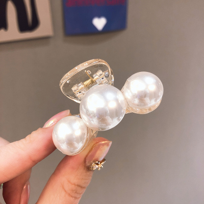 艺呈百搭珍珠一字抓夹半扎发卡子韩版网红发夹女顶夹温柔气质简约发卡三珍珠小夹