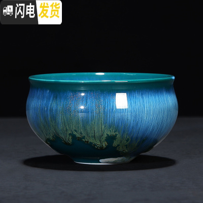三维工匠兔毫建盏茶杯主人杯大号陶瓷功夫茶杯单个窑变天目釉茶具品茗杯子 绿色-罗汉杯150