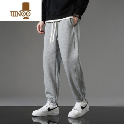 YANXU学生卫裤款潮牌男士休闲裤运动裤加绒青少年束脚长裤