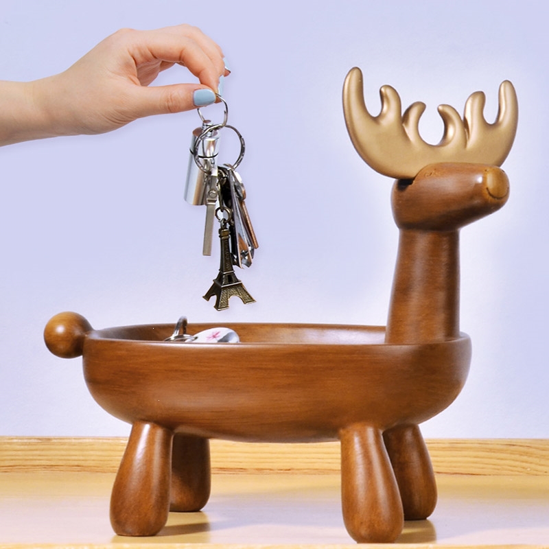 古达创意北欧进门口装饰鞋柜放钥匙玄关收纳盒客厅鹿摆件简约家居饰品