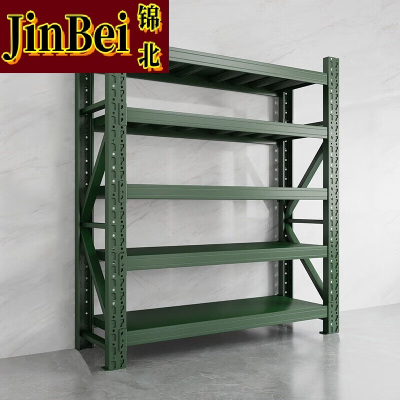 锦北货架仓储库房储物架军绿色五层主架500kg/层重型200*80*250cm