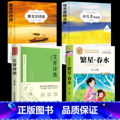 [4册]现代诗集套装 [正版]繁星春水 冰心七年级必读儿童文学全集四五六年级下册必读小桔橘灯小学生课外阅读书籍现代诗歌散