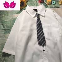 七斓白色短袖衬衫男潮夏季jk学院风领带宽松潮流男生白衬衣女外套衫