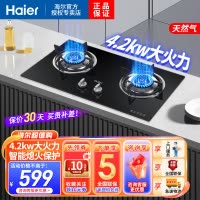 海尔(Haier)燃气灶JZT-Q235(12T)台嵌两用式4.2KW宽频大火力 智能熄火安防天然气灶具双灶