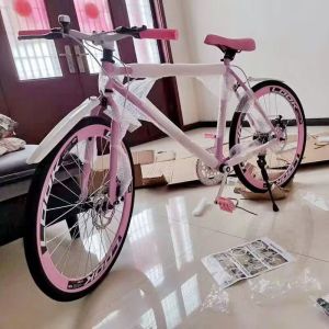 死飞单速碟刹彩色活飞轻便自行车实心校园大学生代步男女赛车