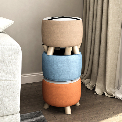 森美人凳子家用布艺小圆凳客厅创意懒人小板凳小椅子矮凳实木换鞋凳