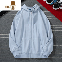 YANXU卫衣男薄款运动青少年蓝色大码拉链休闲带帽开衫连帽外套