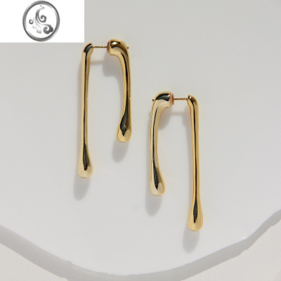 JiMiDrop earring小众设计个性极简约欧美风长款流动水滴耳环银针