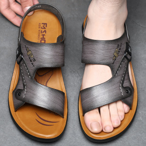 中老年凉鞋男透气休闲沙滩鞋夏季软底防滑凉拖鞋男外穿爸爸皮凉鞋