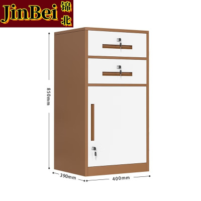 锦北铁皮文件柜矮柜资料办公柜带锁抽屉柜桌下收纳小柜子85高二抽咖白