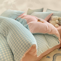 牛奶绒床上四件套加厚保暖珊瑚绒小清新秋冬床单被套罩三件套床品