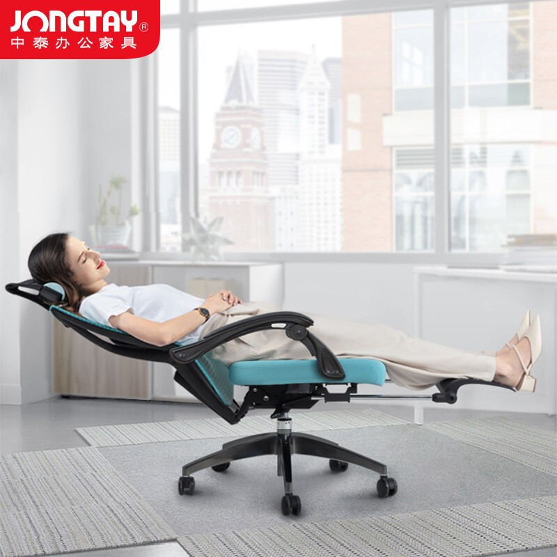 中泰(jongtay)办公椅可躺午休午睡椅 人体工学椅电脑椅子家用学习椅 转椅座椅 WT-0561鱼骨腰蓝色