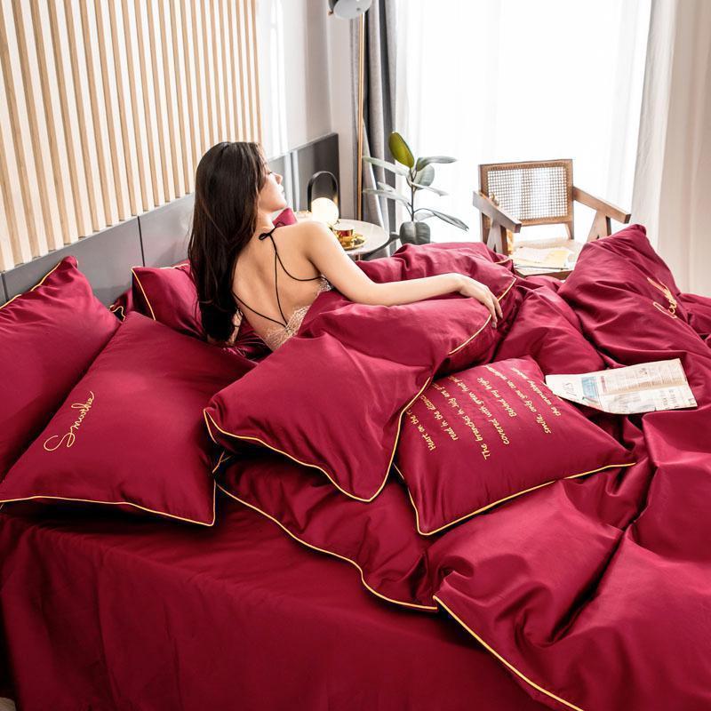 家柏饰(CORATED)全棉全棉床上四件套婚庆4结婚用大被子刺绣床单被套新婚用品