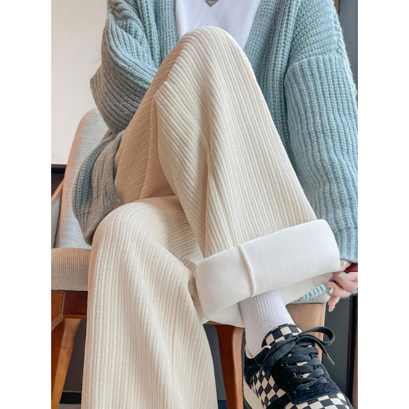 灯芯绒裤子女新款秋冬季直筒休闲小个子加绒窄版雪尼尔阔腿裤