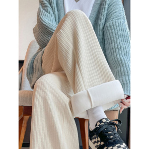 灯芯绒裤子女新款秋冬季直筒休闲小个子加绒窄版雪尼尔阔腿裤