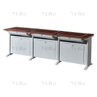 翌嘉 隐藏式翻转电脑桌培训桌教室机房多媒体学习桌办公桌A款三人位2300*600*750mm