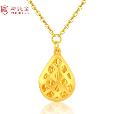 御纯金珠宝黄金吊坠女款99999足金御纯金闪耀水滴吊坠YN017D约4.05-4.10克默认尺寸