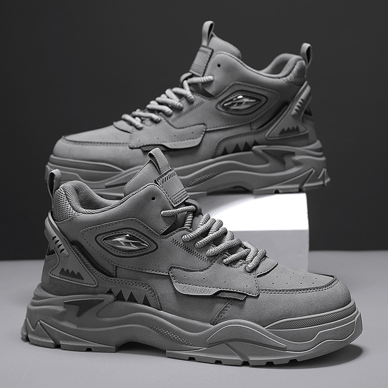 秋冬新款男士皮面系带增高马丁潮靴户外运动登山旅游百搭休闲男靴