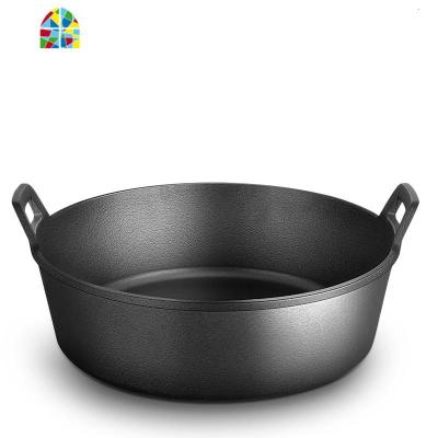 铸铁锅炖锅加厚加深寿喜汤锅火锅生铁锅电磁炉商用家用 FENGHOU 铸铁汤锅口径30cm