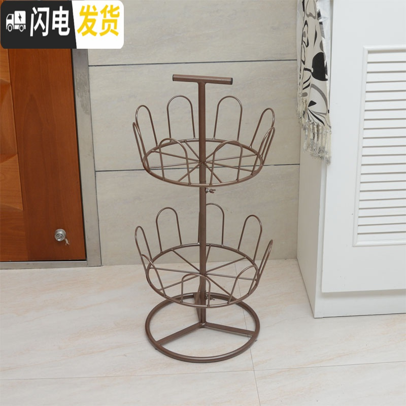 三维工匠晾鞋架室外阳台简易拖鞋挂架落地式晒鞋器创意组装铁艺晾晒架 二层咖啡色