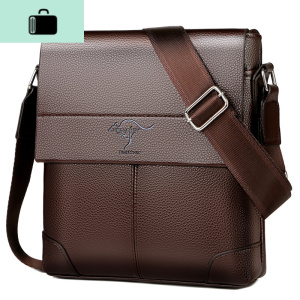 新款软面双盖男包单肩包休闲斜挎包韩版荔枝纹男士背包防泼水潮包NEW LAKE男士斜挎包